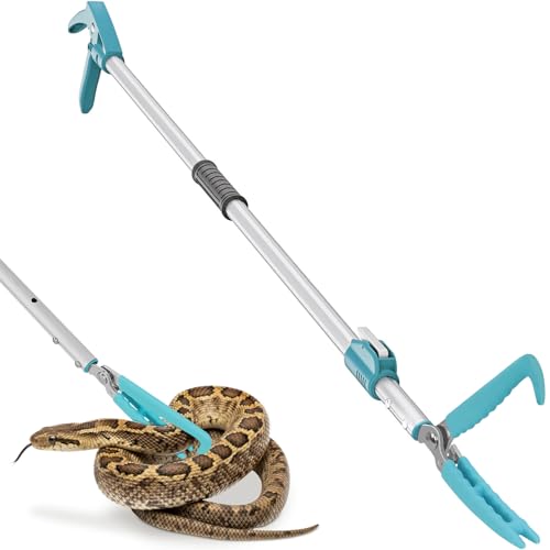 78" Extendable Snake Tongs, Professional Heavy Duty Aluminum Alloy Snake Reptile Catcher Grabber Tool with Wide Jaw, Locking Design & Non-Slip Comfortable Grip - Outdoor Safe Rattlesnake Handling Tool - size: 78 Inch