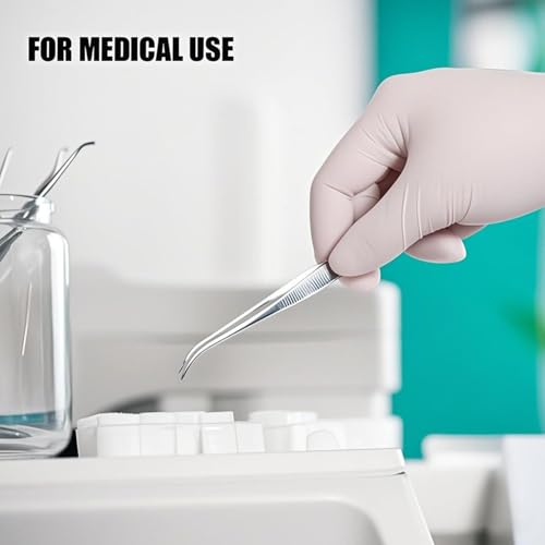 6 Pcs Stainless Steel Tweezers with Curved Serrated Tip Multipurpose Forceps Machine Tweezers Bulk for Crafting