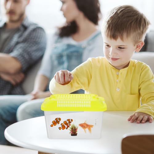 Toddmomy Portable Fish Tank Handheld Aquarium with Handle Transparent Turtle Box for Reptiles Tortoises and Small Pets Plastic Pet Hamster Box 5.90 X 4.33 X 3.54 in - size: 15x11cm
