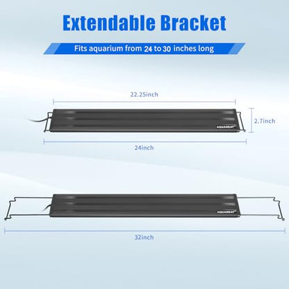 AQUANEAT LED Aquarium Light for 24 to 30 Inch Fish Tank, Auto On Off with Timer, Full Spectrum, Adjustable Brightness, Daylight Moonlight Mode, for Fresh Water Low-to-Mid Light Plants - size: 24"-30"