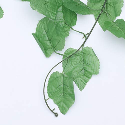 Reptile Plastic Plants Terrarium Decor Hanging Silk Leaves,Artificial Lifelike Vines Decorations for Bearded Dragons,Lizards,Geckos,Snake Breeding Box and Fish Tank (2 Strands)