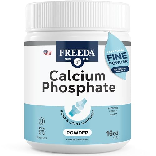 Freeda Calcium Phosphate Powder – Kosher Mineral Supplement for Bone & Joint Health in Men, Women, Dogs & Cats – Bone Strength Powder with Calcium and Phosphorus – No Vitamin D – Made in USA, 16oz - size: 1 Pound (Pack of 1)