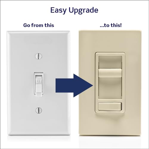 Leviton SureSlide Dimmer Switch for Dimmable LED, Halogen and Incandescent Bulbs, 6674-P0T, Light Almond - color: Light Almond