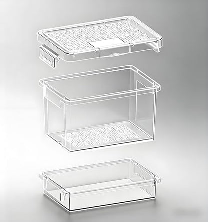 Mealworm and Cricket Reptile Breeding Box, Clear, 3-Layer with Ventilation Net, Bottom Filter, Waste Collection Tray
