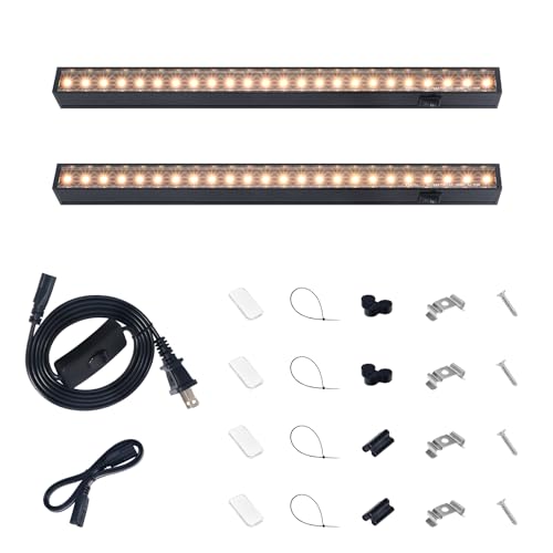 Barrina T5 Grow Lights for Indoor Plants Full Spectrum, 1FT 10W (2 X 5W) Indoor Plant Light with Separate Switch, Linkable, Grow Lamp with Magnetic Installation, Yellow, 2 Packs - color: Yellow, size: 1FT-Black Cover-2P