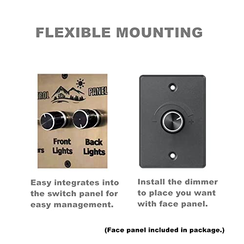 Acegoo DC 12V Light Dimmer, Rotary Dimming Switch for RV Boat Truck LED Lighting, Halogen, Incandescent, Strip Lights, Rated 6A - color: 6A