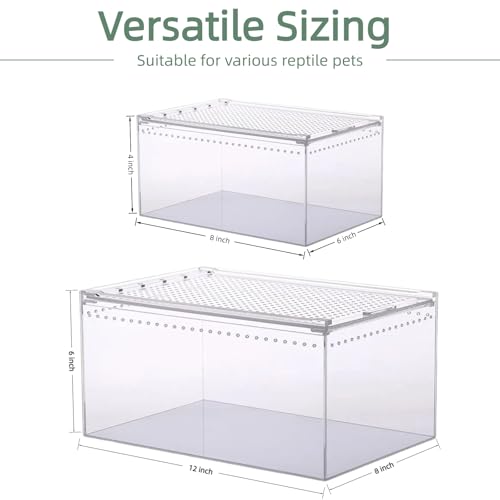 Small Tarantula Enclosure 8×6×4", Magnetic Escape-Proof Terrarium | Compact Clear PC Enclosure with Sliding Lid & 360° Viewing, Perfect for Isopods, Beetles & Small Tarantulas, Easy Setup - size: A-S(8x6x4in)