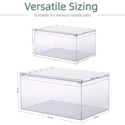 Tarantula Enclosure, Magnetic Escape-Proof Habitat for Tarantulas | 12×8×6" Clear PC Terrarium with Sliding Lid & 360° View, Ideal for Hermit Crabs, Isopods, Beetles & Large Invertebrates - size: A-M(12x8x6in)