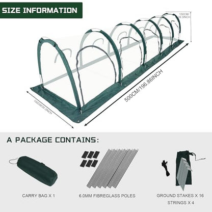 Portable PE Plastic Tunnel Greenhouse for Outdoors - Cambered Poly Transparent Long Greenhouses Clear Insulation Grow Tent Ideal for Backyards and Patio Vegetable Cultivation (5M) - style: 5M/196.8”