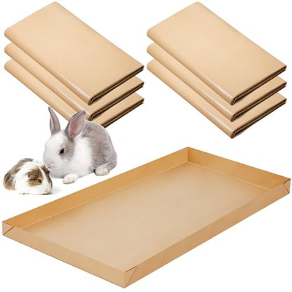 Fuyoooo 6 Pcs Disposable Guinea Pig Cage Liner 48 x 24 Unfolded Cage Disposable Bottom 4 x 2 ft Large Waterproof Kraft Paper Liner Bag for Small Animal Bedding Pet Supplies (with Tape)