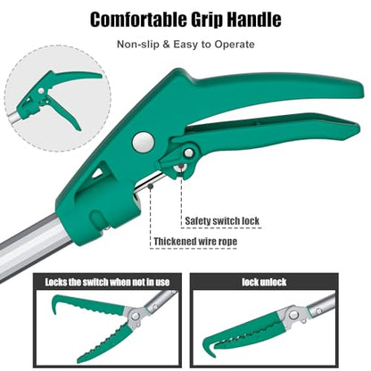 92" Extendable Snake Grabber Reptile Tongs Rattle Snake Catcher Wide Jaw Handling Tool with Lock and Comfortable Grip - size: 92 inch