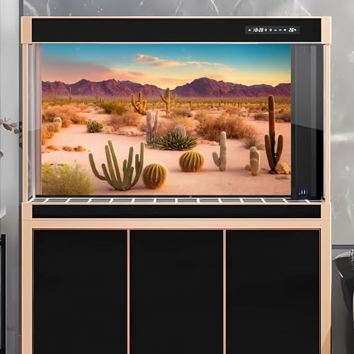 Desert Reptile Habitat Background Arid Landscape of Hot Sahara Desert Terrarium Background Desert Cacti and Sand with Dunes Aquarium Background Natural Hot Desert Fish Tank Background Vinyl 30x12in - color: Cacti Green, size: 30(W)x12(H)in
