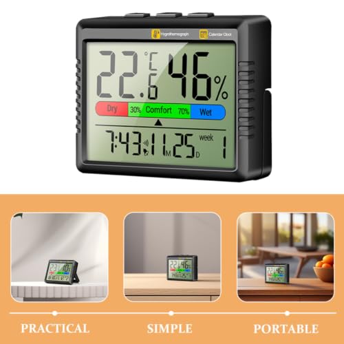 Beaupretty Digital Hygrometer Thermometer with LCD Screen Lightweight Portable Temperature and Humidity Meter for Indoor Use in Fridge or Nursery