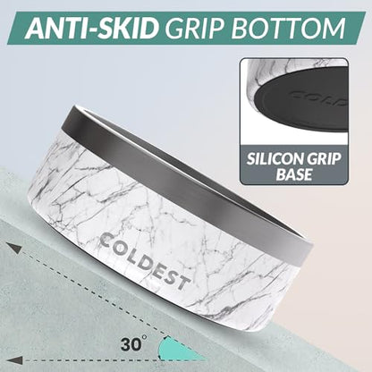 Coldest Dog Bowl - Anti Rust Metal, Non Slip, 3 Layers Insulated Stainless Steel Dog Bowls - Spill Proof & Heavy Duty - Water Bowl for Dogs, Cats & Pets, Dish Washer Safe (64 oz, Carrara Marble) - color: Carrara Marble, size: 64 oz