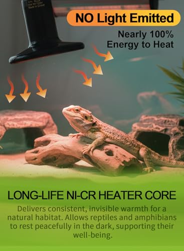 75W Ceramic Infrared Emitter - No Light Reptiles Heater, for Bearded Dragons, Lizards, Turtles, Snakes, Amphibians & Chickens - ETL Certified Heat Lamp Bulbs(2 Pack)