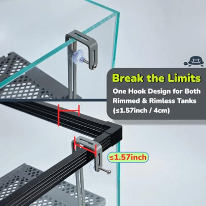 Large SolidForm Hanging Turtle Basking Platform with Built-in Food Tray, Zero Zip-Tied, Non-Slip Ramp Terrace, Resting Turtles Dock, for 50–120 Gallon Aquariums Turtle Turtle Tank Accessories - size: Large（12.6×8.7inches）