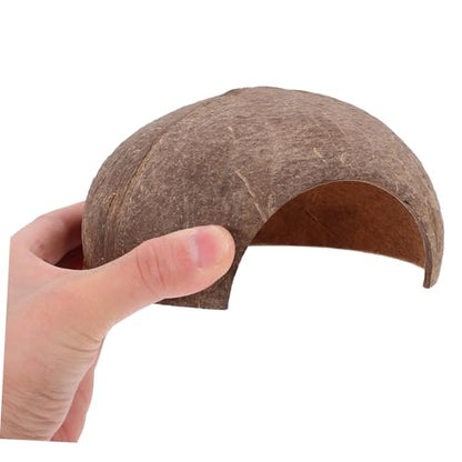 Abaodam Coconut Shell Shelter Reptile Hideout Cave for Leopard Gecko Accessories Bearded Dragon Aquarium Hide Easy to Clean