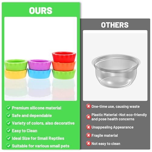 12 Pcs Gecko Food Dish Silicone Reptile Bowl Crested Gecko Food and Water Bowl Reusable Reptile Feeding Cups Gecko-Tank Accessories for Hermit Crab,Turtle,Snake and Lizard