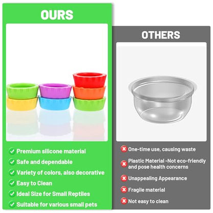 12 Pcs Gecko Food Dish Silicone Reptile Bowl Crested Gecko Food and Water Bowl Reusable Reptile Feeding Cups Gecko-Tank Accessories for Hermit Crab,Turtle,Snake and Lizard