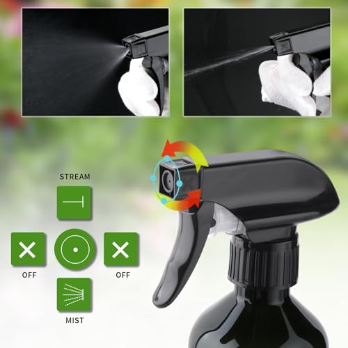 Arkeiliy 2-Pack Leakproof Spray Bottles (300ml/10oz) - Adjustable Nozzle for Fine Mist & Jet Stream | Premium Refillable Plastic Bottles for Hair Styling, Plant Misting, Cleaning Solutions (B+G) - color: B+G