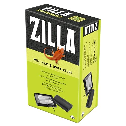 Zilla Reptile Terrarium Enclosure Mini Heat & UVB Light Fixture (Bulb Sold Separately), White, 1 Count (Pack of 1)