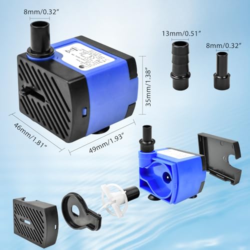 CHANCS 74GPH AC 110V Outdoor Fountain Pump 4W with 2.46ft High Lift Small Submersible Water Pump for Tabletop Fountains - color: 4w 280l/H
