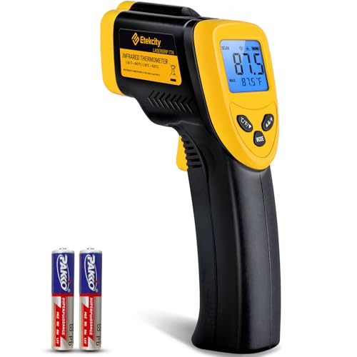 Etekcity Infrared Thermometer Laser Temperature Gun 774, Meat Food Candy Oven Thermometer for Griddle Accessories, Heat Gun for Cooking Refrigerator Tools, Adjustable Emissivity & Max Measure, Yellow - color: Light Yellow, style: Classic