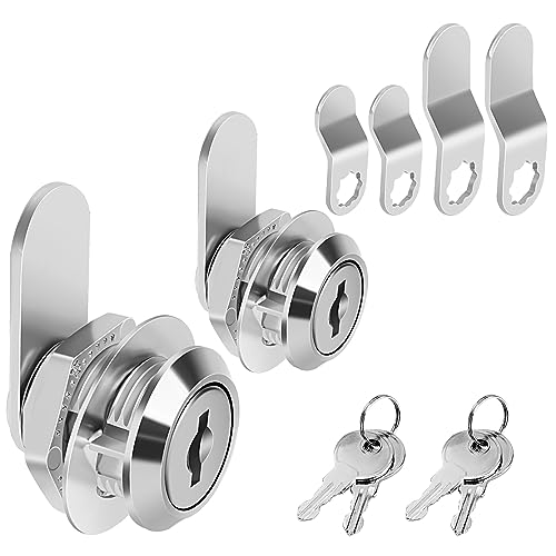 Cam Locks Cabinet Lock Keyed Alike, 5/8'' (Length) Cylinder Fits on 3/8'' Max Panel Thickness, 2pcs Secure File Drawer Mailbox RV Storage Replacement Set, Chrome-Finish Zinc Alloy - size: 5/8 Inch 2Pcs