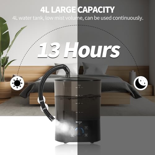 WACOOL Reptile Fogger Mister 4L No-Leak Top-Fill Water Humidifier - Digital Timer Terrarium Fogger with Adjustable Fog Volume and Silent Operation for Snake/Gecko/Gecko Tanks
