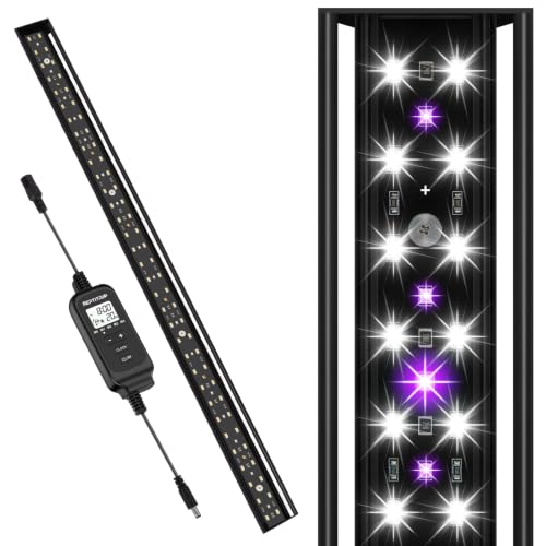 REPTITRIP 27-Inch LED UVB Reptile Light with Auto On/Off & Preset Day-Night Cycle Dimming, 4 UVI Modes Fixture Controller, 22W Aluminum UVA UVB Lamp for Bearded Dragons, Turtles & Snakes, 6500K - size: 27-INCH
