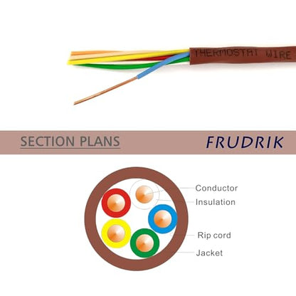 Thermostat Wire - Solid Copper 18 Gauge - CL2 - Power Circuit Cable (18/4Brown, 25ft) - color: 18/4Brown, size: 25ft
