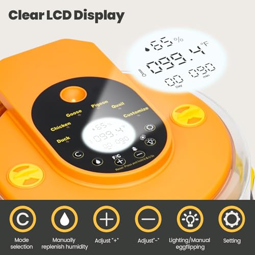 Incubators for Hatching Eggs -15-Egg Automatic Egg Chick Incubator with 5 Smart Preset Modes and Egg Turning, Temperature & Humidity Control Incubator for Goose Duck Children's Day Gift