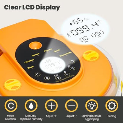 Incubators for Hatching Eggs -15-Egg Automatic Egg Chick Incubator with 5 Smart Preset Modes and Egg Turning, Temperature & Humidity Control Incubator for Goose Duck Children's Day Gift