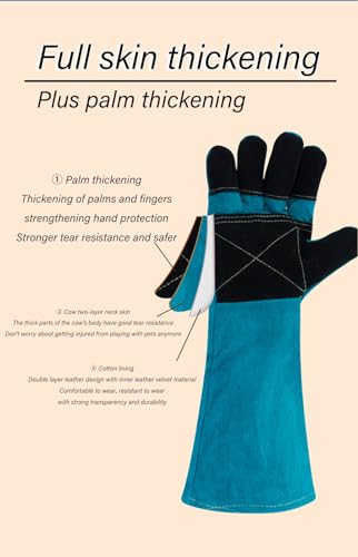 Animal Handling Gloves 17.71/23.6 Inches Multipurpose Puncture & Scratch Resistant, Bite Proof For Cat Dog Bird Falcon Livestock Snake(Green,45cm/17.71in)