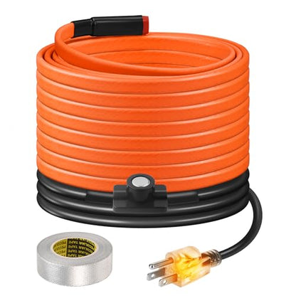 25FT Heat Tape for Water Pipes Freeze Protection IP65 Waterproof 8W/FT 110V BDDFOTO Water Pipe Heat Cable With Thermostat Self-Regulating Pipe Heater for House Garden/RV Camper - style: 25 FT