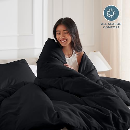 Bare Home Bedding Duvet Cover Extra Long Size - Premium 1800 Super Soft Collection - Lightweight, Cooling Duvet Cover - Soft Breathable Bedding (Twin/Twin XL, Black) - color: 02 - Black (No Comforter), size: Twin/Twin XL