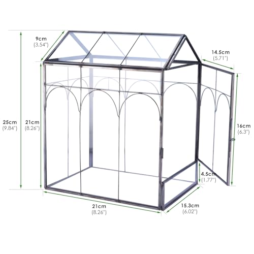 HighFree Geometric Plant Terrarium with Lid, House Succulent Terrarium Kit for Succulents Cacti Snail, Home Tabletop Miniature Terrarium (Black with Side Door) - color: Black With Side Door