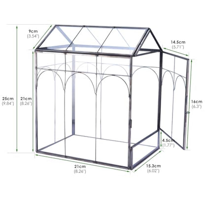 HighFree Geometric Plant Terrarium with Lid, House Succulent Terrarium Kit for Succulents Cacti Snail, Home Tabletop Miniature Terrarium (Black with Side Door) - color: Black With Side Door