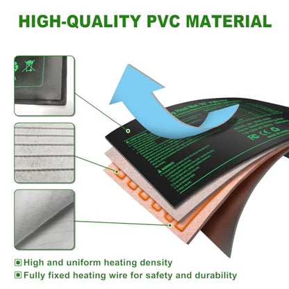 Seedling Heat Mat with Built-in Temperature Controller, 10" x 20.75" Waterproof Plant Heating Pad with Thermostat MET-Certified Warm Mat for Hydroponic,Germination, Indoor Gardening, Greenhouse