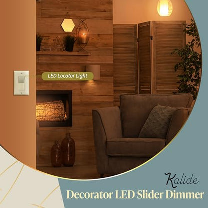 TOPGREENER Kalide Dimmer Light Switch, LED Dimmer Switch, Full Range Dimming, Single Pole/3-Way, 120VAC, 60Hz, 300W LED/CFL, Neutral Wire Not Required, Wall Plate Included, Light Almond - color: light almond