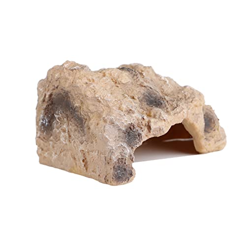 Reptile Simulation Rock Hide - Resin Amphibian Hideouts Cave Size 2.83'' x 1.18'', Habitat for Bearded Dragon Turtles Lizards Snakes Crab Gecko Leopard Spider Fish