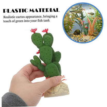 Healifty Artificial Plastic Cactus Plant for Aquarium Fish Tank Decoration Injection Molded Simulation Succulent Fade Resistant Vivid Landscape Ornament for Reptile Terrarium and Home Decor