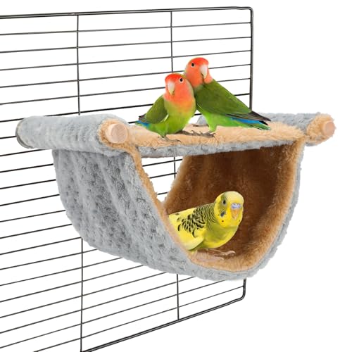 BWOGUE Winter Warm Bird Nest Bed Hanging Hammock Snuggle Hut Parrot House Tent Toy Bird Cage Perch for Parakeet Budgies Cockatiels Lovebird Cockatoo Finch Hamster Chinchilla Guinea Pig - color: Light Gray, size: Medium (9"x7.2")