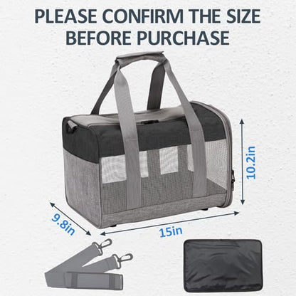 kathson Small Animal Carrier Bag, Guinea Pig Rabbit Travel Carrier Breathable Mesh Window Pet Portable Hand Bag for Hamster Bird Bunny Bearded Dragon Kitty and Etc (Grey with Black) - size: 15.0"L x 9.8"W x 10.2"H