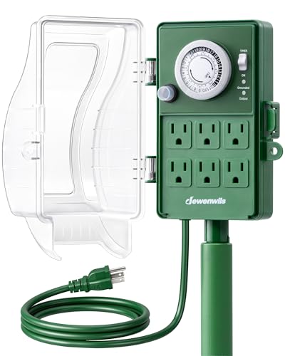 DEWENWILS Heavy Duty Outdoor Power Stake Timer, 24-Hour Mechanical Timer with 6FT Cord, 1800W/15A, Waterproof for Yard, Garden, Patio Lights, Outdoor Decorations, ETL Listed - color: Blue-mechanical Timer