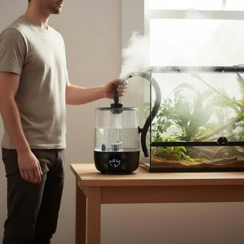 Reptile Humidifier Quiet Reptile Digital Control Panel Terrarium Humidifier, White - color: White