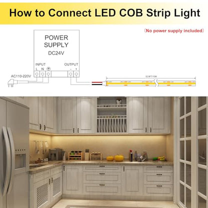 AXMOTUT 32.8ft COB LED Strip Lights Waterproof IP68, 3000K Warm White Outdoor 24V Dimmable Silicone LED Tape Lighting High Density, 6000LM+, 3200LEDs Clips and Screws(Power Supply Not Included) - size: 2700K/32.8ft-IP68