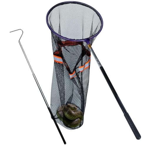 IC ICLOVER Snake Catcher Net + 39" Collapsible Snake Hook, Snake Grabber Handling Tool, Reptile Catching Net with Telescopic Pole Stick, Best Tool Set for Moving Pick-Up Rattle Snakes Lizard Reptiles