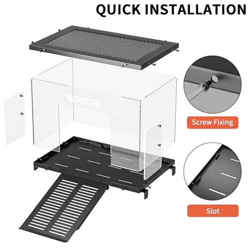 Turtle Basking Platform & Dock - Stainless Steel Turtle Ramp, Non-Slip Surface - Fits 10-13 Inch Wide Aquariums