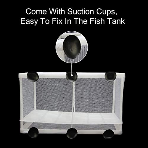 Senzeal Aquarium Fish Breeder Box Fish Fry Hatchery Incubator Net Nylon Isolation Mesh with 3pcs Pipette (Large) - size: Large